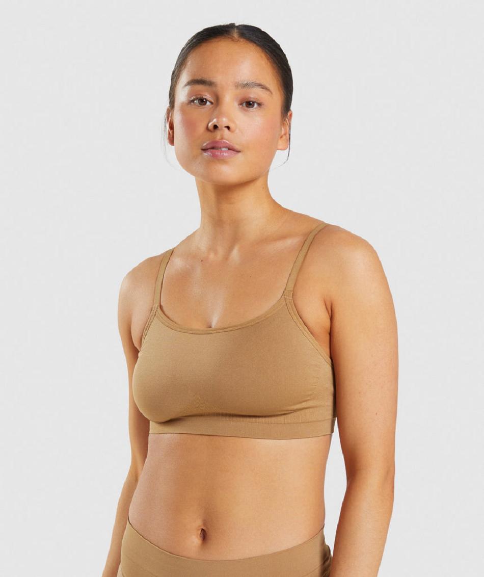 Bralette Damskie Gymshark Seamless Scoop Neck Głęboka Brązowe | PL 3138AHK